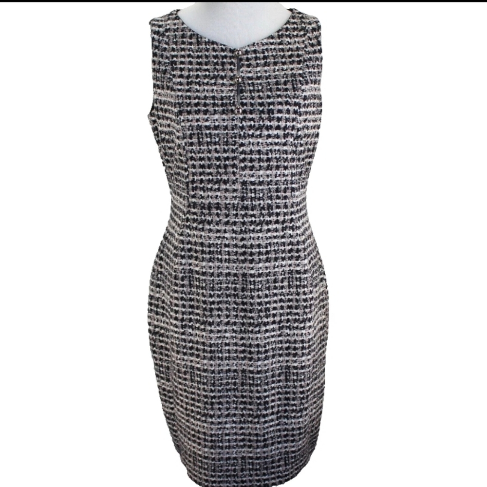 Karl Lagerfeld Sleeveless Houndstooth Sheath Dress Size 14